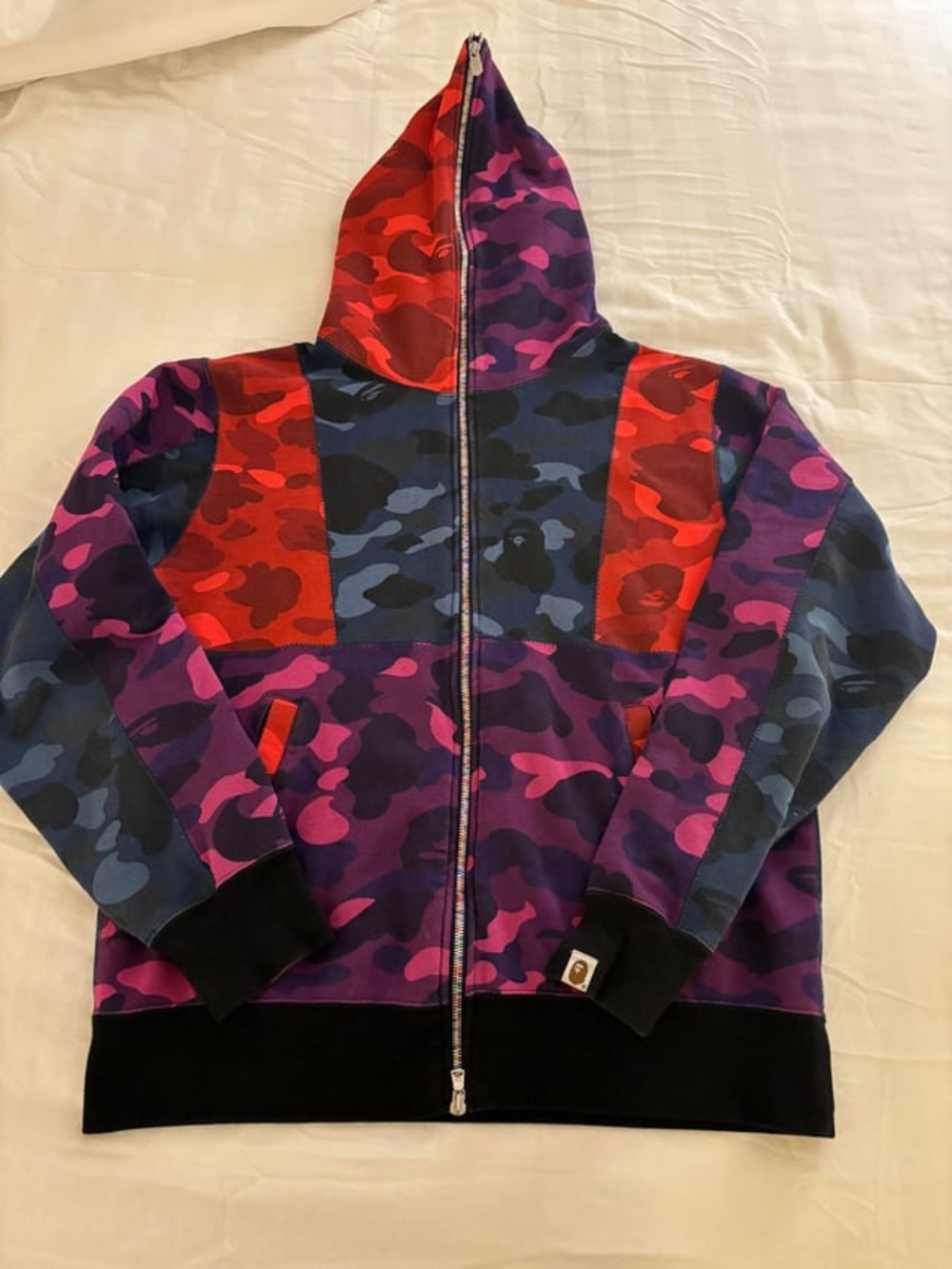 BAPE Crazy Camo Full Zip Hoodie A bathing ape Multi Color Street Wear Size XL
